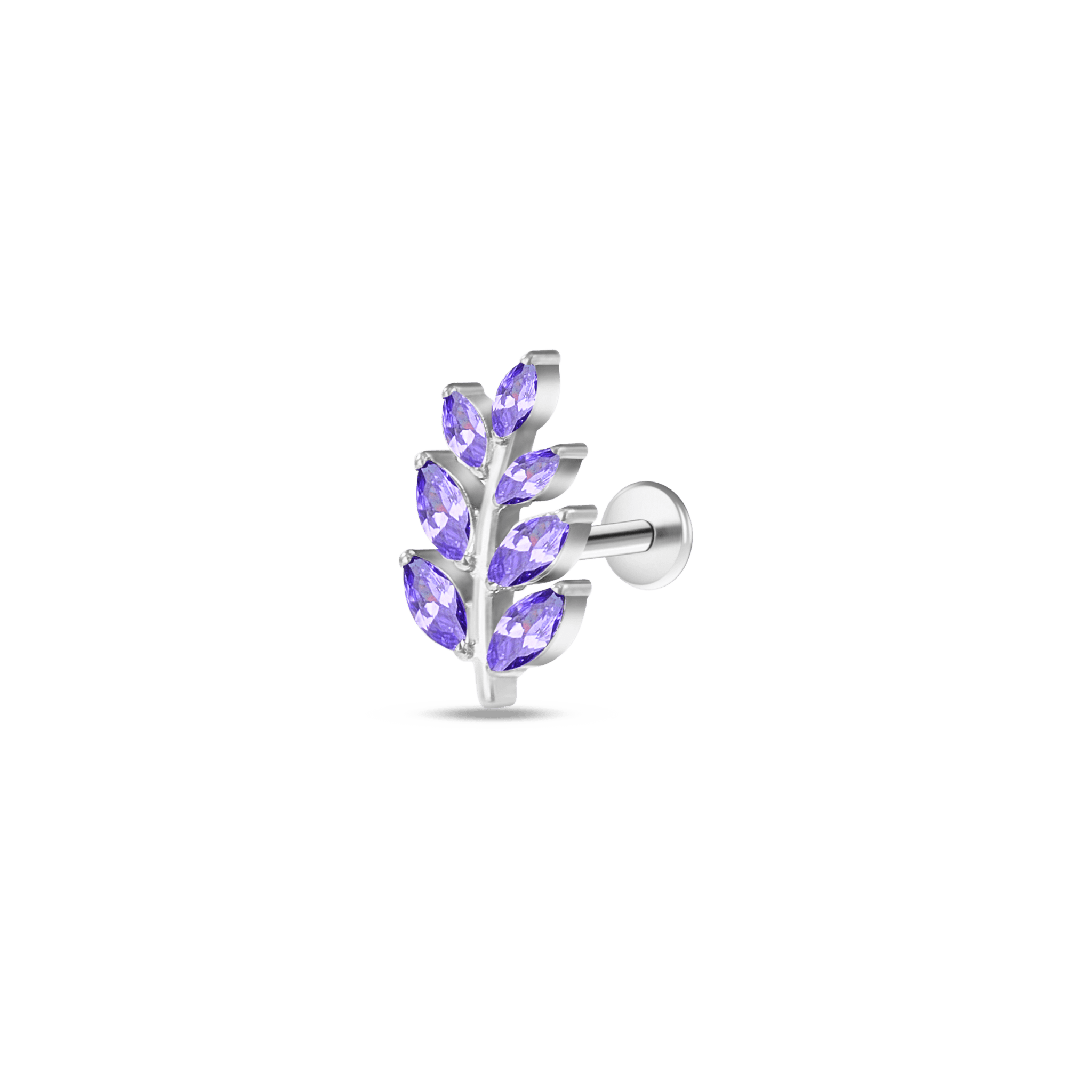 Piercing orecchio ramo fiorito viola in argento - NovaNavel