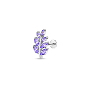 Piercing orecchio ramo fiorito viola in argento - NovaNavel