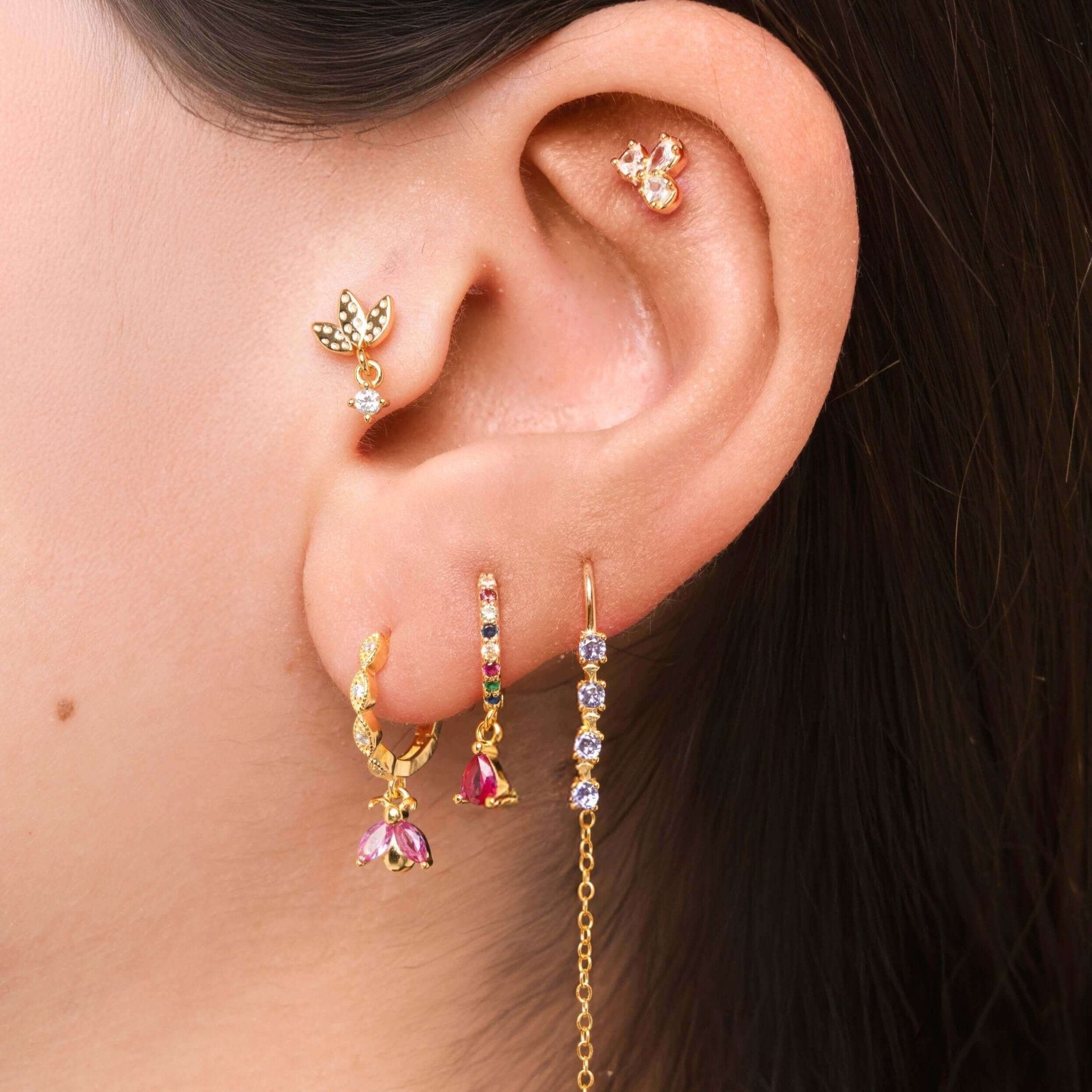 Piercing orecchio trifoglio in oro - NovaNavel