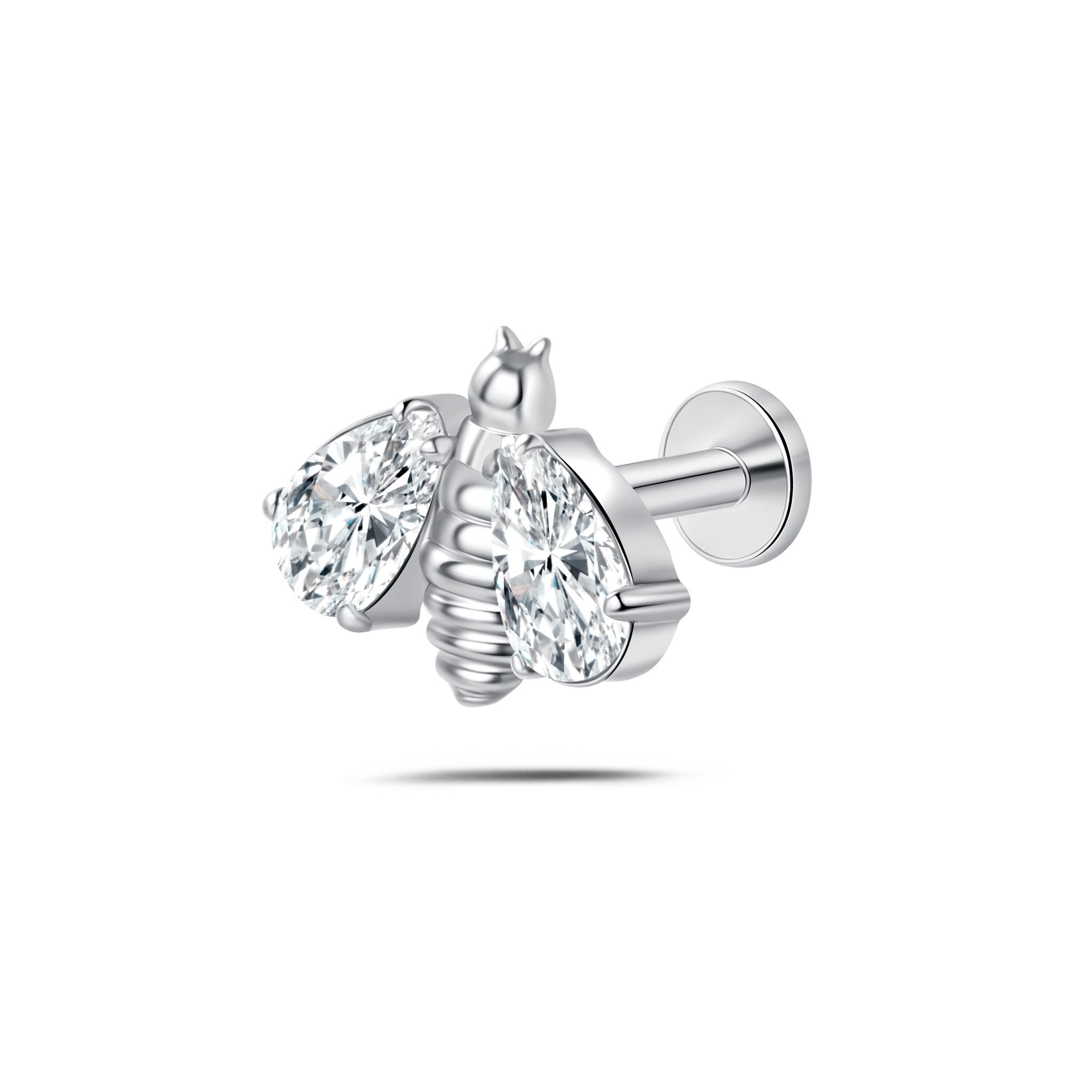 Piercing orecchio/naso ape brillante grande bianca in argento - NovaNavel