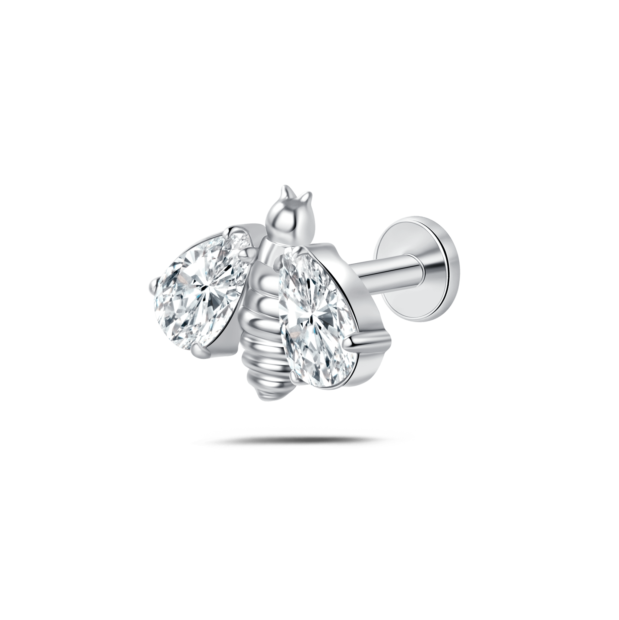 Piercing orecchio/naso ape brillante grande bianca in argento - NovaNavel