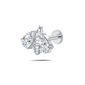 Piercing orecchio/naso ape brillante grande bianca in argento - NovaNavel