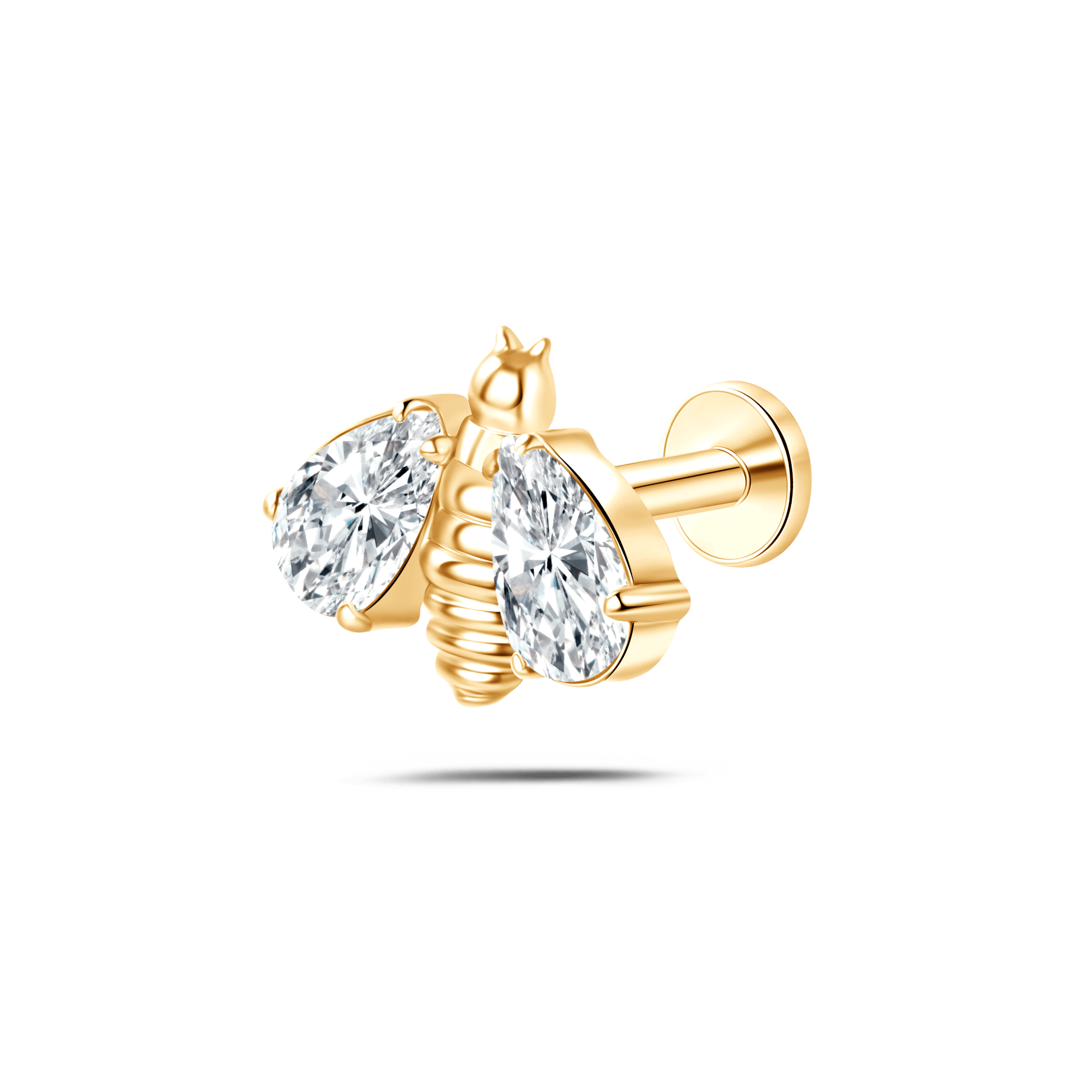 Piercing orecchio/naso ape brillante grande bianca in oro - NovaNavel