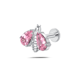 Piercing orecchio/naso ape brillante grande rosa in argento - NovaNavel