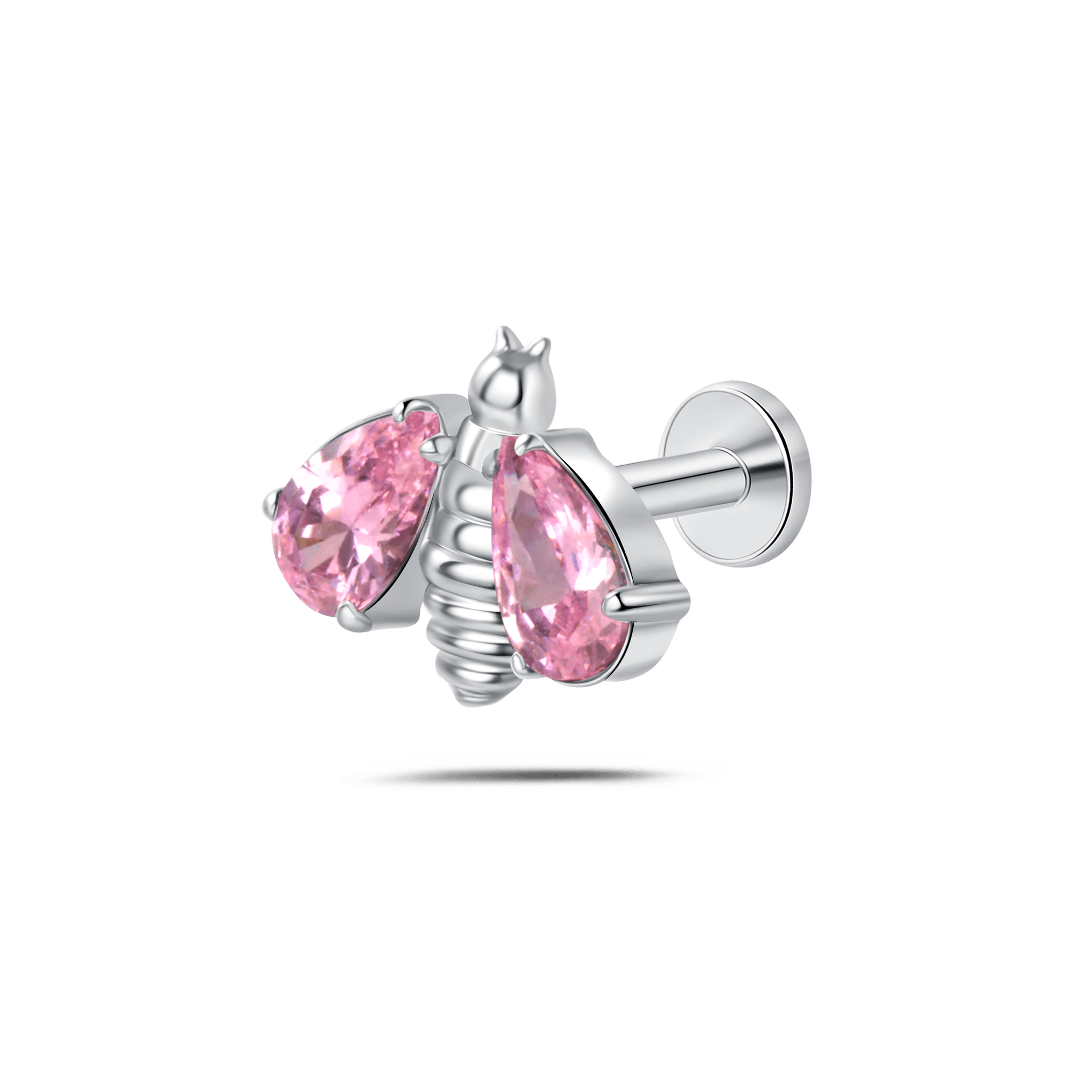 Piercing orecchio/naso ape brillante grande rosa in argento - NovaNavel