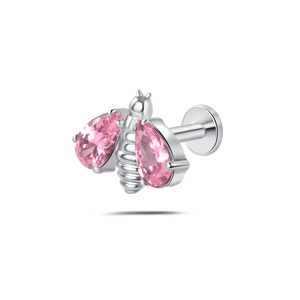 Piercing orecchio/naso ape brillante grande rosa in argento - NovaNavel