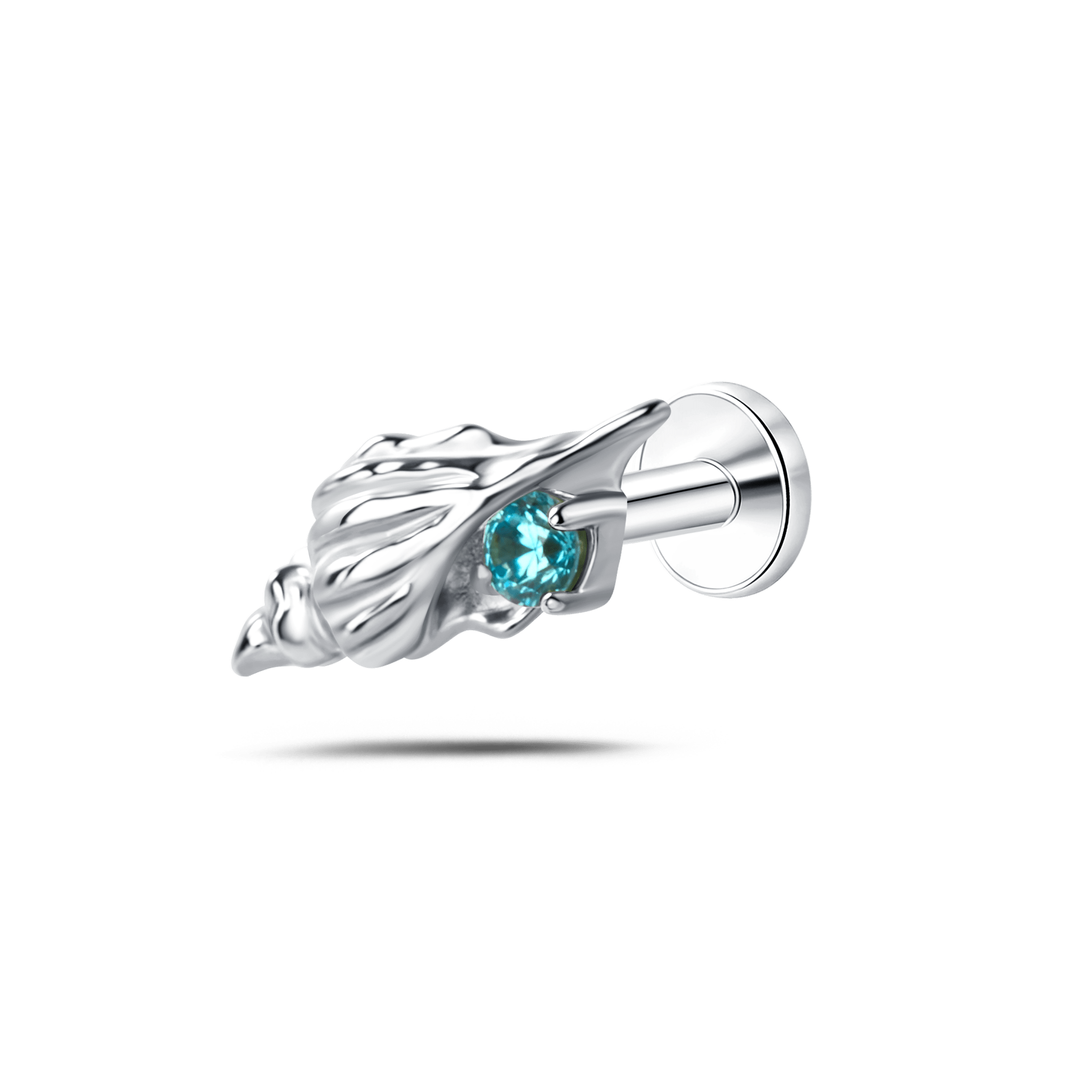 Piercing orecchio/naso conchiglia azzurra in argento - NovaNavel