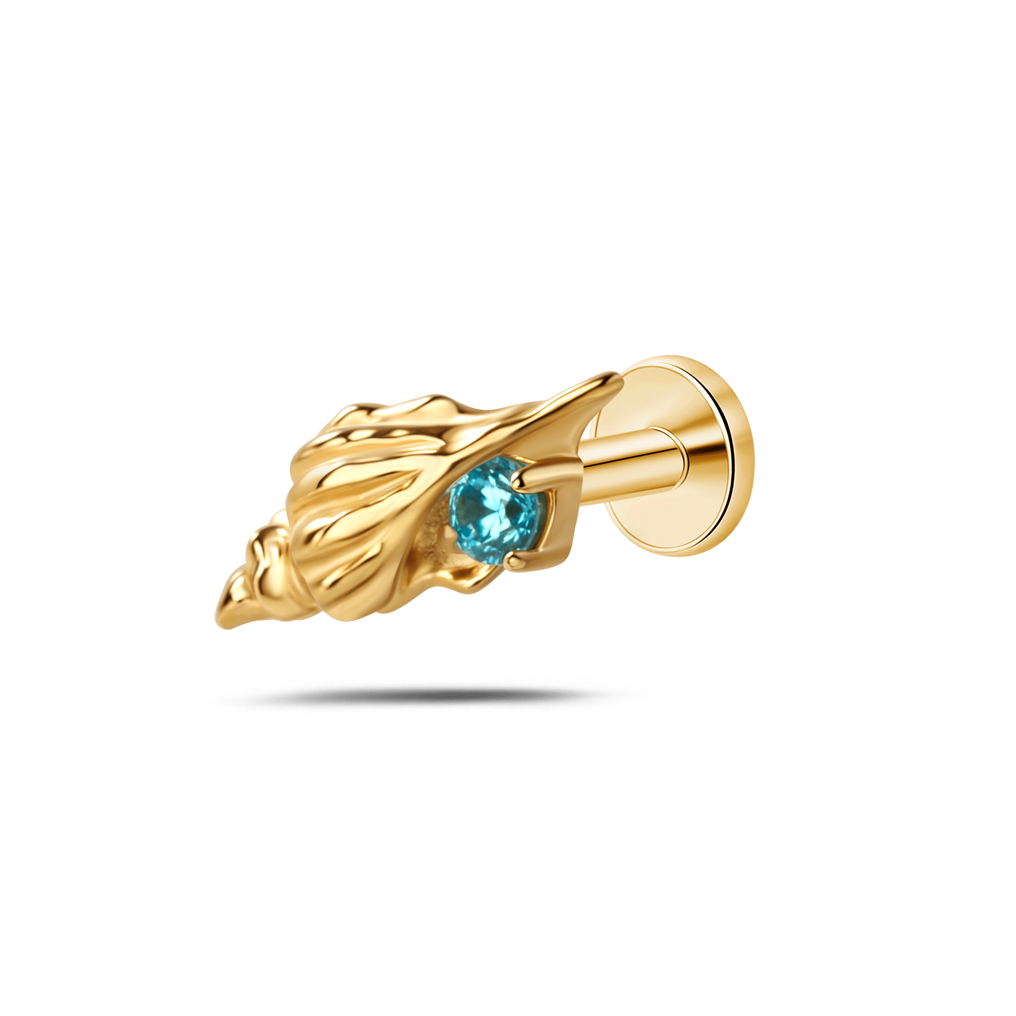 Piercing orecchio/naso conchiglia azzurra in oro - NovaNavel