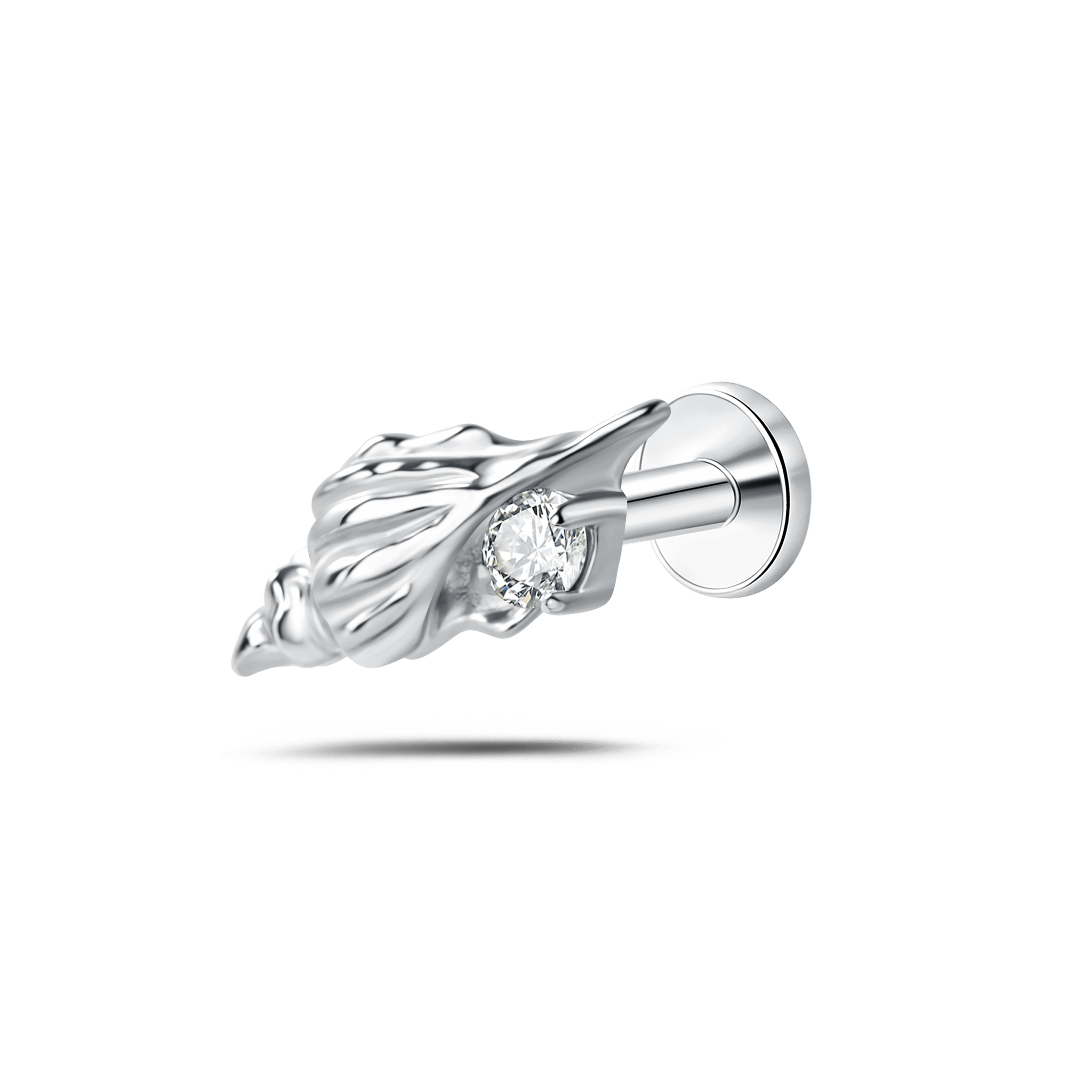 Piercing orecchio/naso conchiglia bianca in argento - NovaNavel