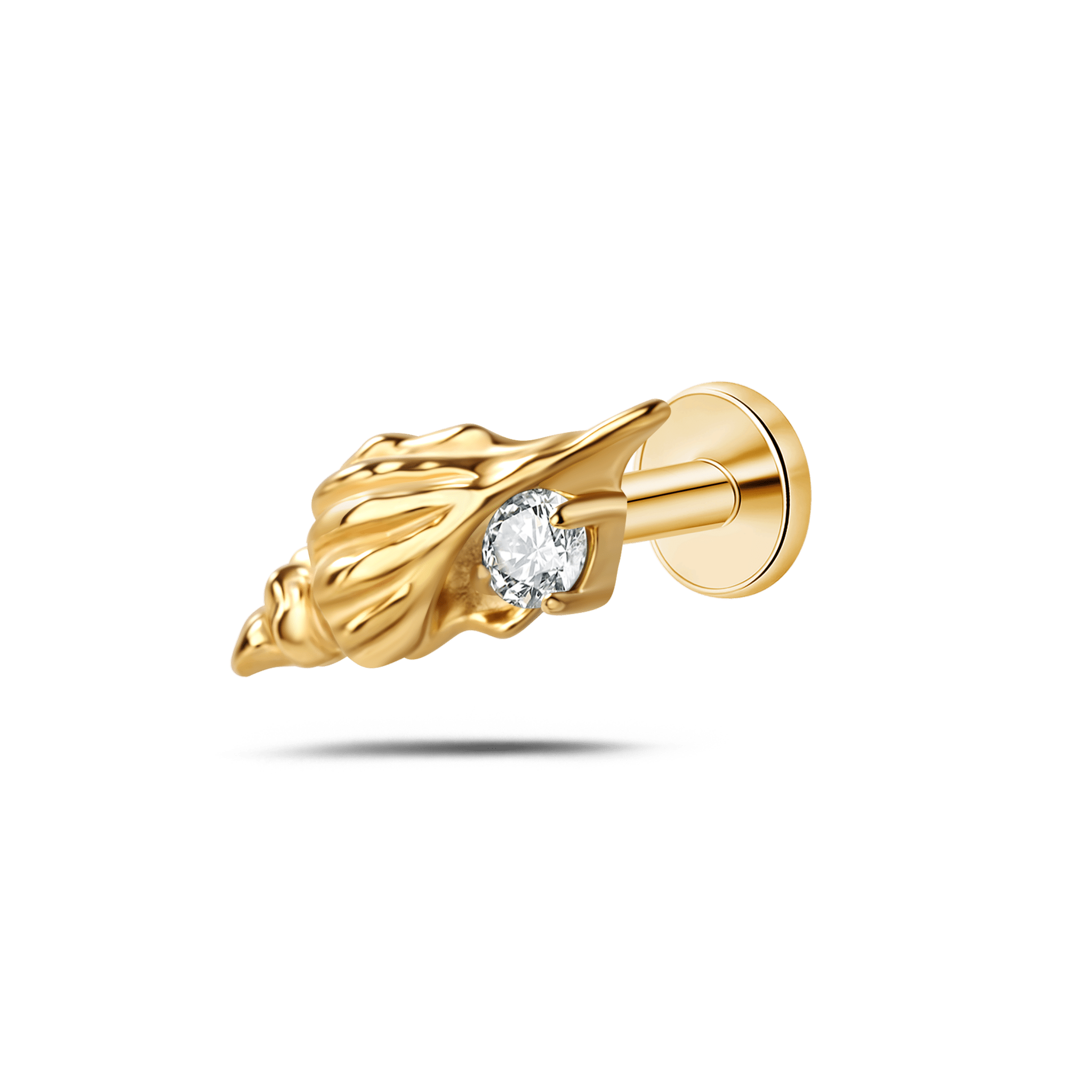 Piercing orecchio/naso conchiglia bianca in oro - NovaNavel