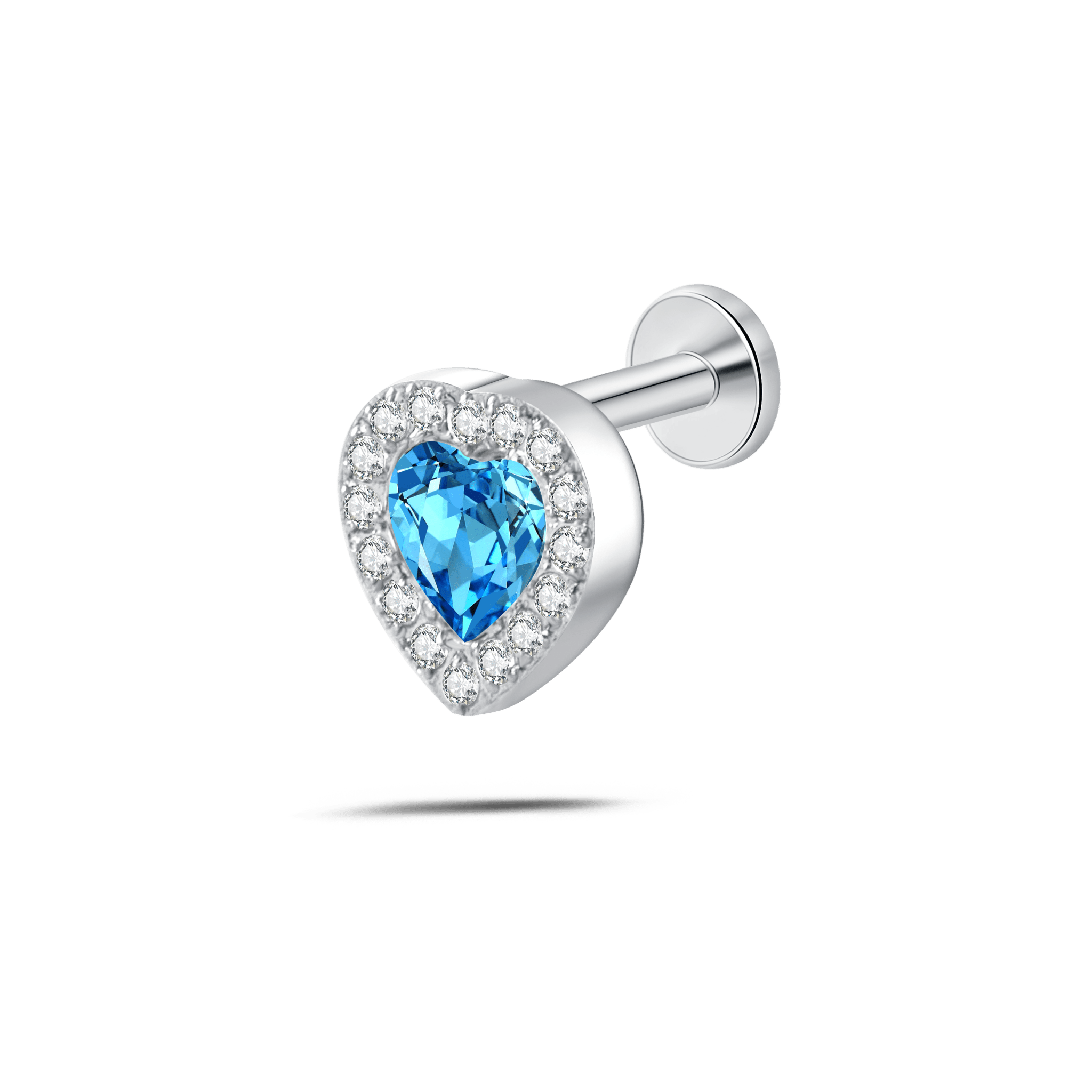 Piercing orecchio/naso cuore innamorato azzurro in argento - NovaNavel