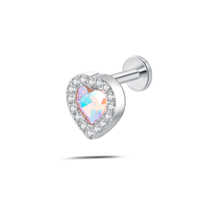 Piercing orecchio/naso cuore innamorato multicolor in argento - NovaNavel