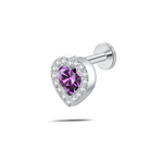 Piercing orecchio/naso cuore innamorato viola in argento - NovaNavel