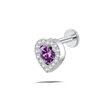 Piercing orecchio/naso cuore innamorato viola in argento - NovaNavel