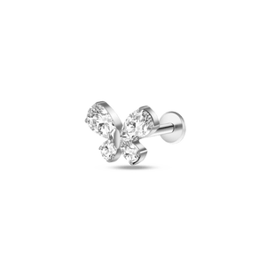 Piercing orecchio/naso farfalla bianca in argento - NovaNavel