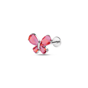 Piercing orecchio/naso farfalla rossa in argento - NovaNavel