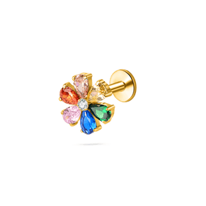 Piercing orecchio/naso flower arcobaleno in oro - NovaNavel