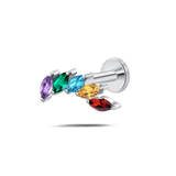 Piercing orecchio/naso foglia di cristallo arcobaleno in argento - NovaNavel