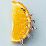 Piercing orecchio/naso foglia di cristallo arcobaleno in argento - NovaNavel