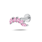 Piercing orecchio/naso foglia di cristallo rosa in argento - NovaNavel