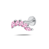 Piercing orecchio/naso foglia di cristallo rosa in argento - NovaNavel
