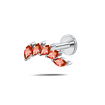 Piercing orecchio/naso foglia di cristallo rossa in argento - NovaNavel