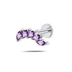 Piercing orecchio/naso foglia di cristallo viola in argento - NovaNavel