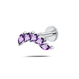 Piercing orecchio/naso foglia di cristallo viola in argento - NovaNavel