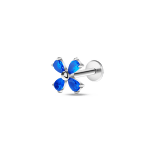 Piercing orecchio/naso foglioline azzurre in argento - NovaNavel