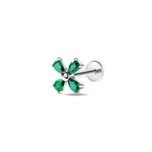 Piercing orecchio/naso foglioline verdi in argento - NovaNavel