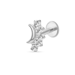 Piercing orecchio/naso luna con cristalli bianco in argento - NovaNavel