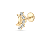 Piercing orecchio/naso luna con cristalli bianco in oro - NovaNavel