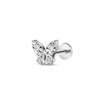 Piercing orecchio/naso mini farfalla bianca in argento - NovaNavel
