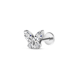Piercing orecchio/naso mini farfalla bianca in argento - NovaNavel