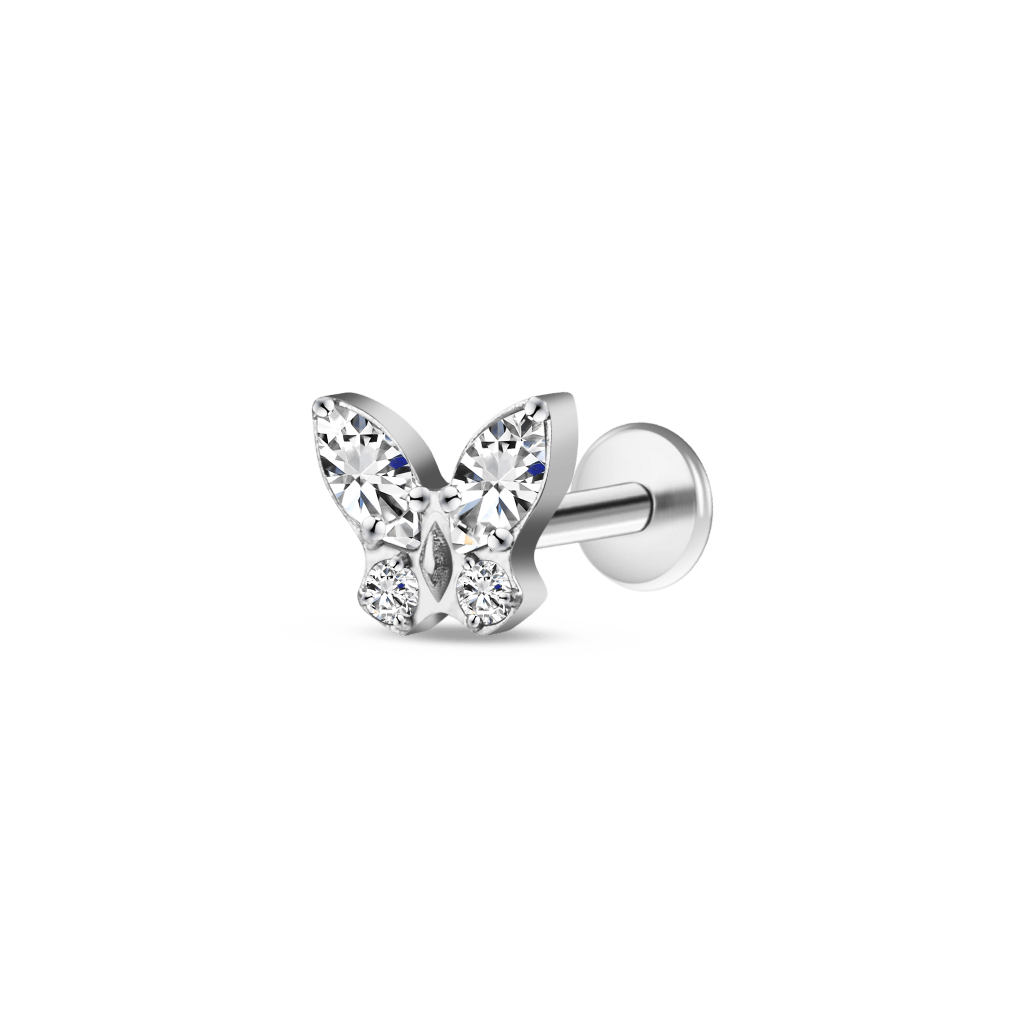 Piercing orecchio/naso mini farfalla bianca in argento - NovaNavel