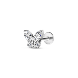 Piercing orecchio/naso mini farfalla bianca in argento - NovaNavel