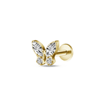 Piercing orecchio/naso mini farfalla bianca in oro - NovaNavel