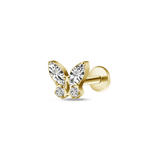 Piercing orecchio/naso mini farfalla bianca in oro - NovaNavel