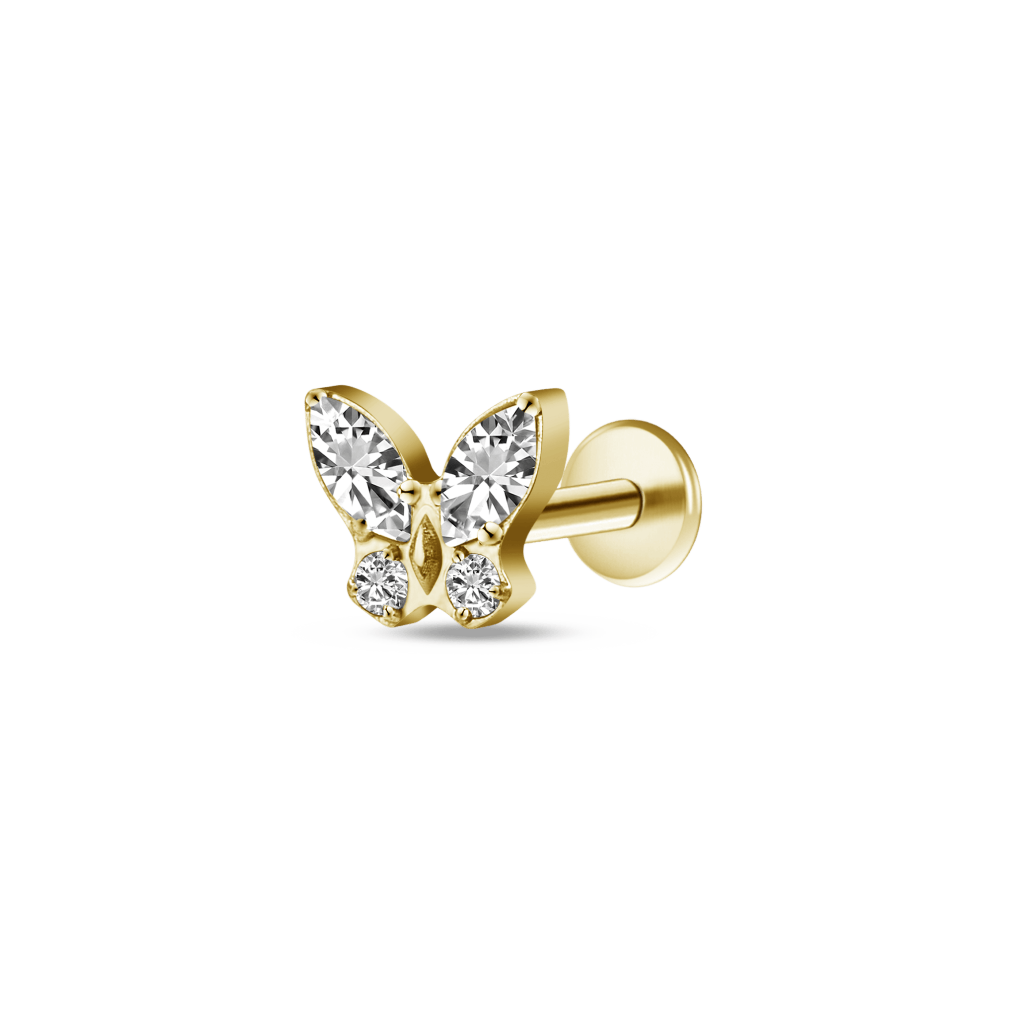 Piercing orecchio/naso mini farfalla bianca in oro - NovaNavel