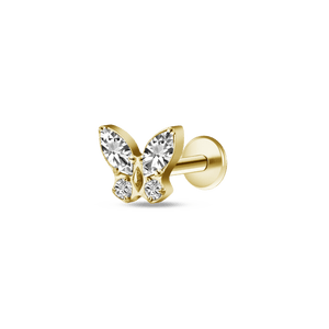 Piercing orecchio/naso mini farfalla bianca in oro - NovaNavel