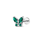 Piercing orecchio/naso mini farfalla verde in argento - NovaNavel