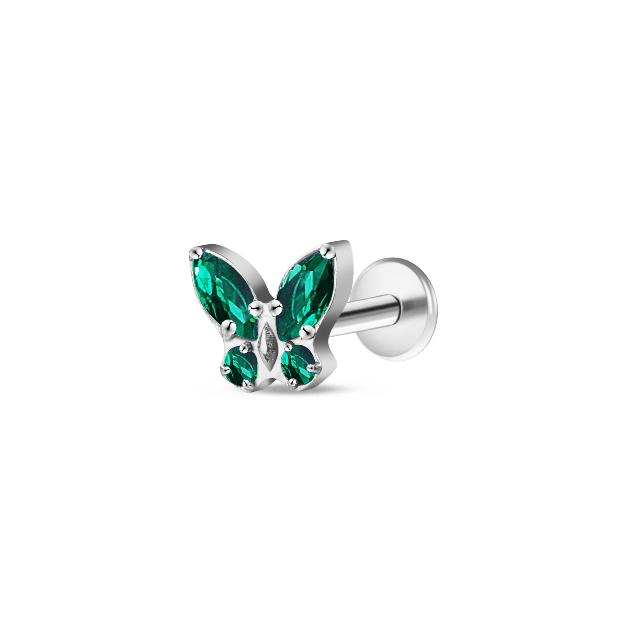 Piercing orecchio/naso mini farfalla verde in argento - NovaNavel