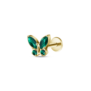 Piercing orecchio/naso mini farfalla verde in oro - NovaNavel