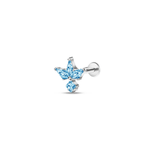 Piercing orecchio/naso petali azzurri in argento - NovaNavel