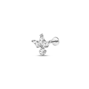 Piercing orecchio/naso petali bianchi in argento - NovaNavel