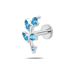 Piercing orecchio/naso ramo di luce sky blue in argento - NovaNavel