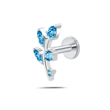 Piercing orecchio/naso ramo di luce sky blue in argento - NovaNavel