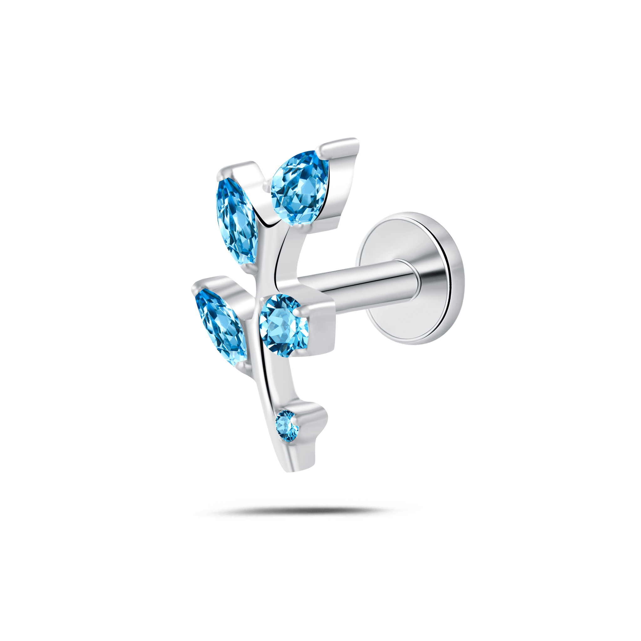 Piercing orecchio/naso ramo di luce sky blue in argento - NovaNavel