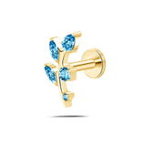 Piercing orecchio/naso ramo di luce sky blue in oro - NovaNavel