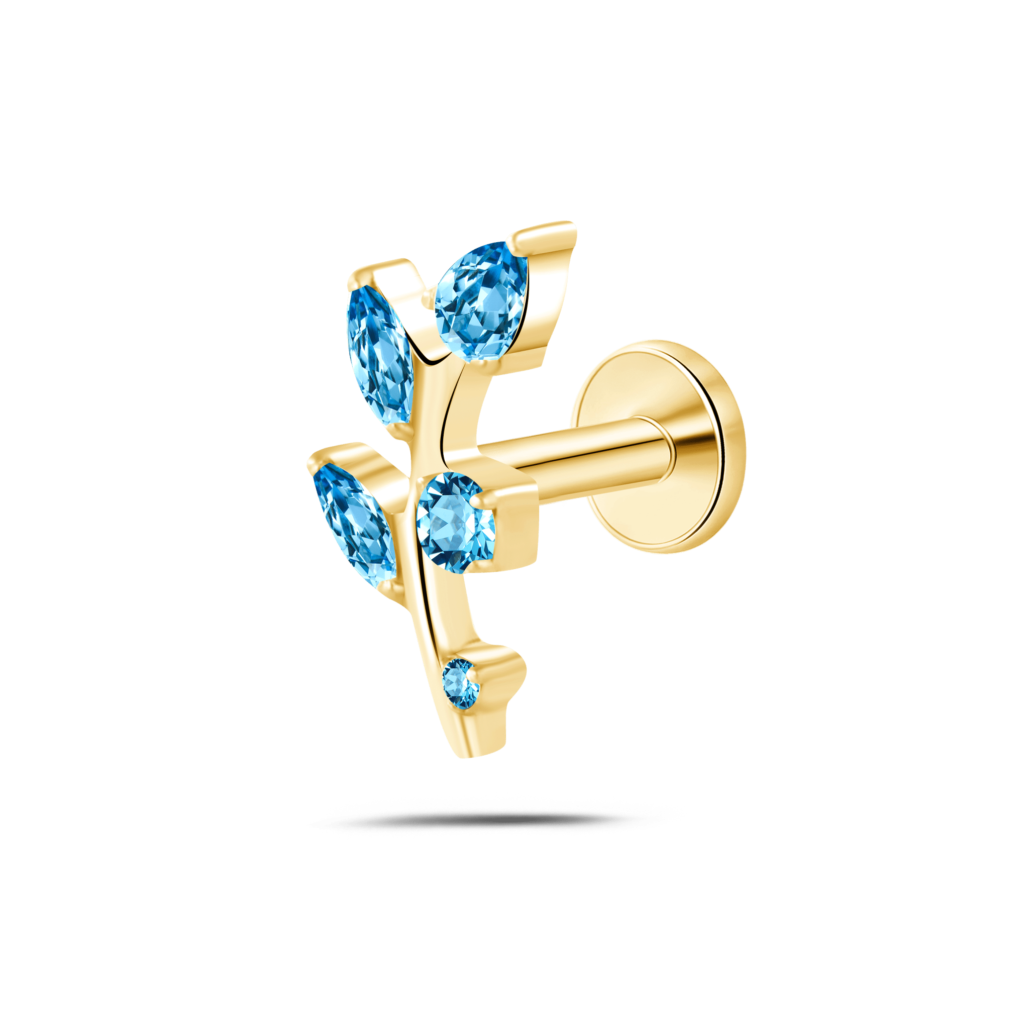 Piercing orecchio/naso ramo di luce sky blue in oro - NovaNavel